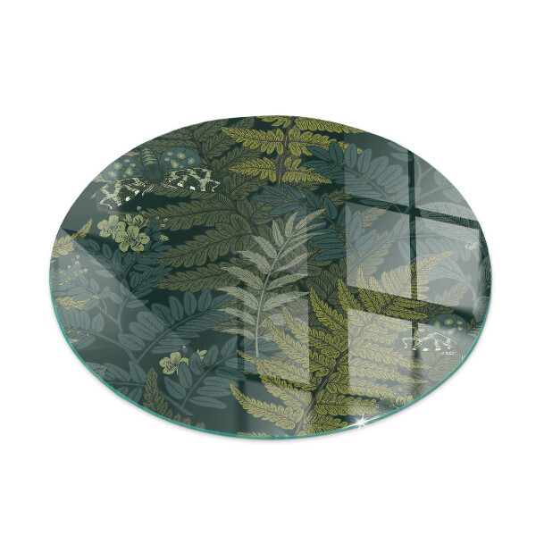 Rotundă placă de sticlă pentru șemineu Motive vegetale cu fluturi