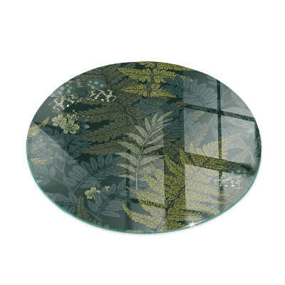 Rotundă placă de sticlă pentru șemineu Motive vegetale cu fluturi