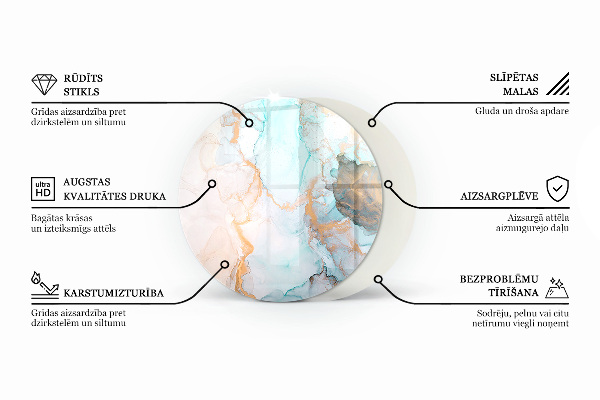 Rotundă sticlă securizată de protecție sub sobă Culoare Gri-maro