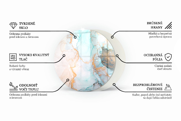 Rotundă sticlă securizată de protecție sub sobă Culoare Gri-maro