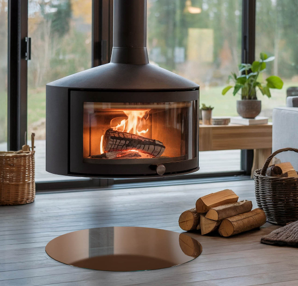 Rotundă sticlă sub șemineu Culoare Maro