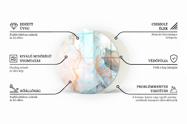 Rotundă placă de sticlă pentru șemineu Culoare Albastru închis