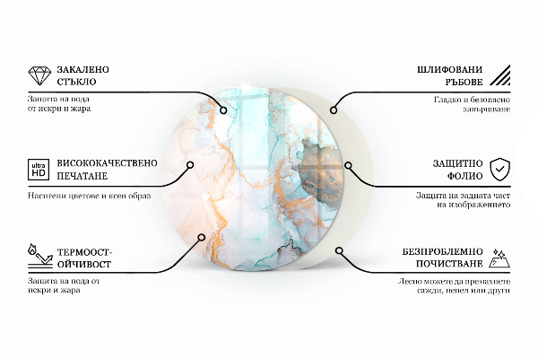 Rotundă sticlă securizată de protecție sub sobă Culoare măslinie