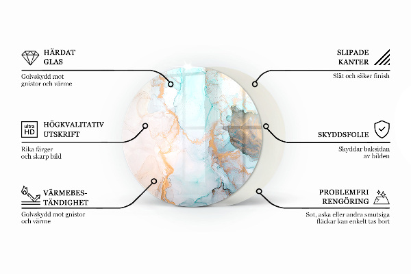 Rotundă sticlă sub șemineu Culoare roz pal