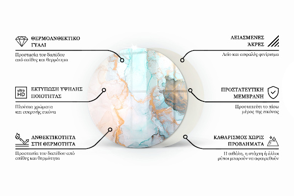 Rotundă placă de sticlă pentru șemineu Culoare Gri deschis