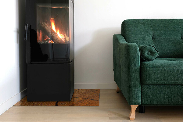 Dreptunghiulară sticlă securizată protecție sub sobă Fibrele lemnului în secțiune transversală