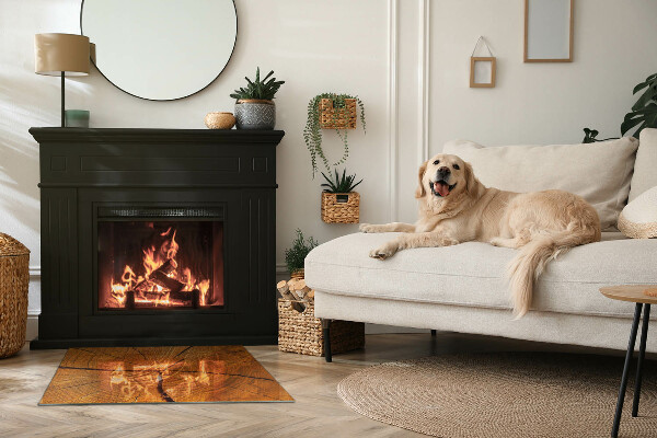 Dreptunghiulară sticlă securizată protecție sub sobă Fibrele lemnului în secțiune transversală