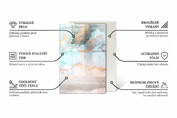 Dreptunghiulară sticlă securizată protecție sub sobă Textură de beton cu efect