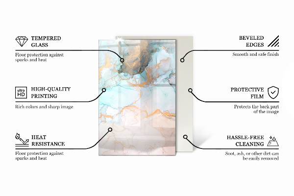 Dreptunghiulară sticlă securizată protecție sub sobă Textură de beton cu efect