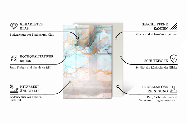 Dreptunghiulară sticlă securizată protecție sub sobă Model elegant de plante