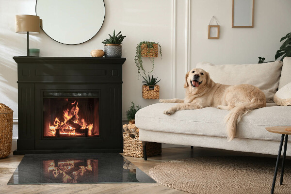 Dreptunghiulară sticlă sub șemineu Textura suprafeței pietrei