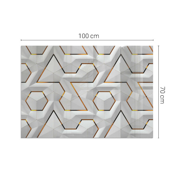 Dreptunghiulară sticlă securizată protecție sub sobă Model geometric 3D