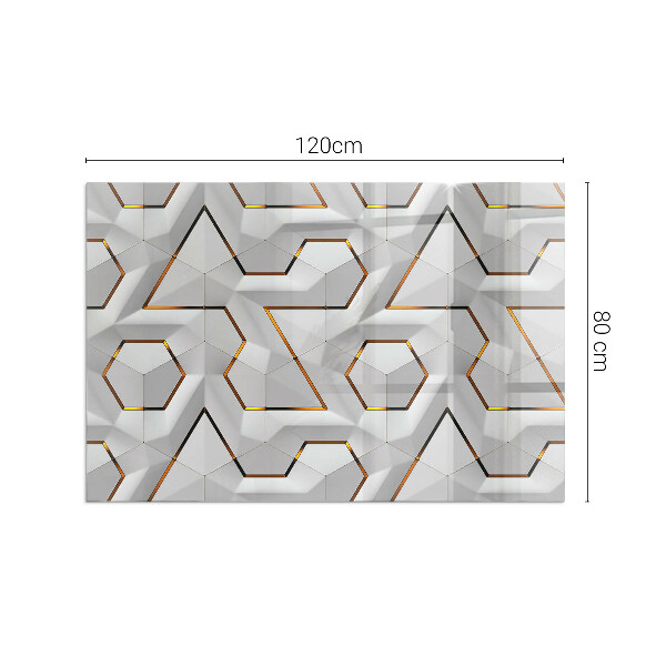 Dreptunghiulară sticlă securizată protecție sub sobă Model geometric 3D