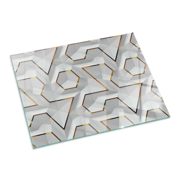 Dreptunghiulară sticlă securizată protecție sub sobă Model geometric 3D