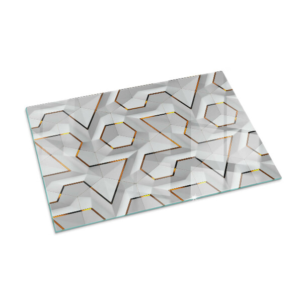 Dreptunghiulară sticlă securizată protecție sub sobă Model geometric 3D
