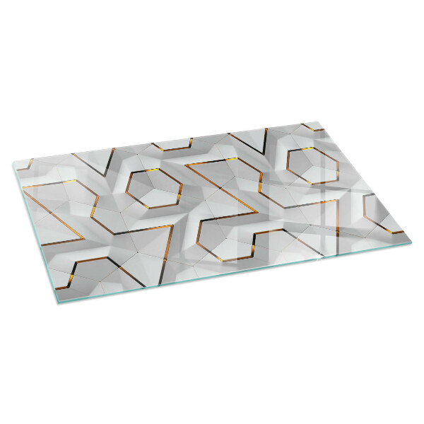 Dreptunghiulară sticlă securizată protecție sub sobă Model geometric 3D