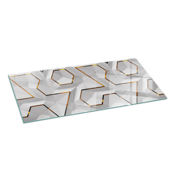 Dreptunghiulară sticlă securizată protecție sub sobă Model geometric 3D