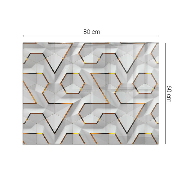 Dreptunghiulară sticlă securizată protecție sub sobă Model geometric 3D