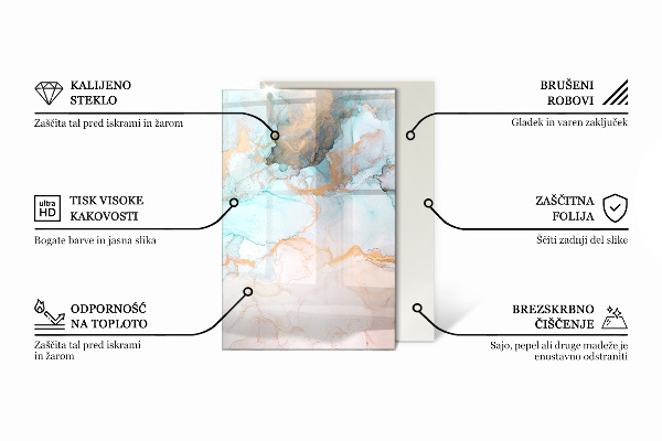 Dreptunghiulară sticlă securizată protecție sub sobă Model floral cu fluturi