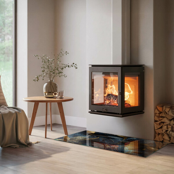 Dreptunghiulară sticlă securizată protecție sub sobă Frunze elegante în textură