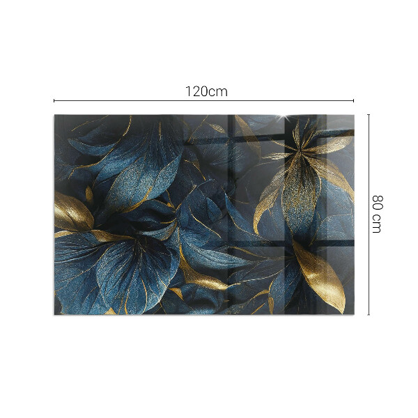 Dreptunghiulară sticlă securizată protecție sub sobă Frunze elegante în textură