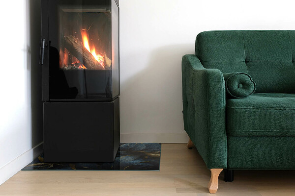 Dreptunghiulară sticlă securizată protecție sub sobă Frunze elegante în textură