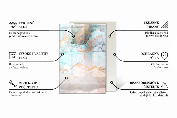 Dreptunghiulară sticlă securizată protecție sub sobă Frunze elegante în textură