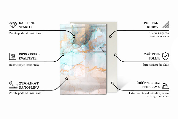 Dreptunghiulară sticlă securizată protecție sub sobă Textură de beton brut