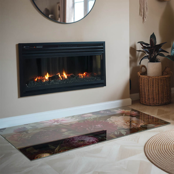 Dreptunghiulară protecție sub sobă Buchet de flori în detaliu