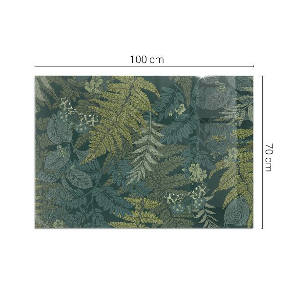 Dreptunghiulară sticlă sub șemineu Motive vegetale cu fluturi