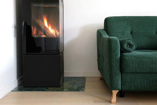 Dreptunghiulară sticlă sub șemineu Motive vegetale cu fluturi