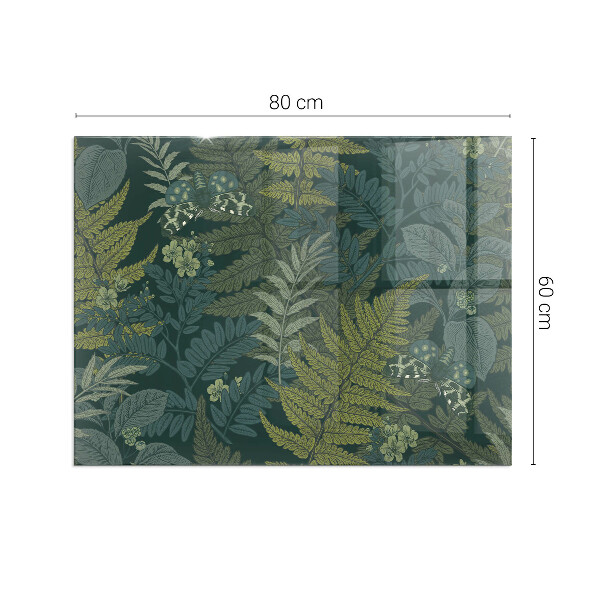 Dreptunghiulară sticlă sub șemineu Motive vegetale cu fluturi