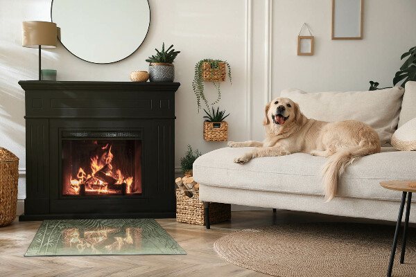 Dreptunghiulară sticlă securizată protecție sub sobă Frunze tropicale în fundal