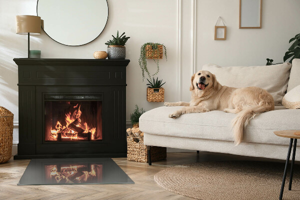 Dreptunghiulară sticlă securizată protecție sub sobă Culoare Gri-maro