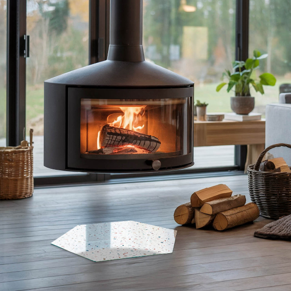 Hexagonală placă de sticlă pentru șemineu Model cu forme mici