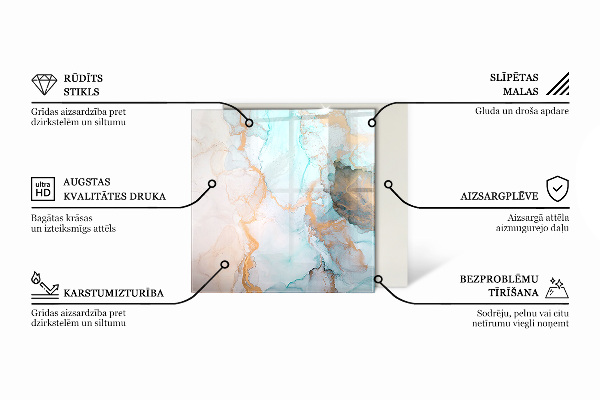 Hexagonală sticlă sub șemineu Model elegant de marmură
