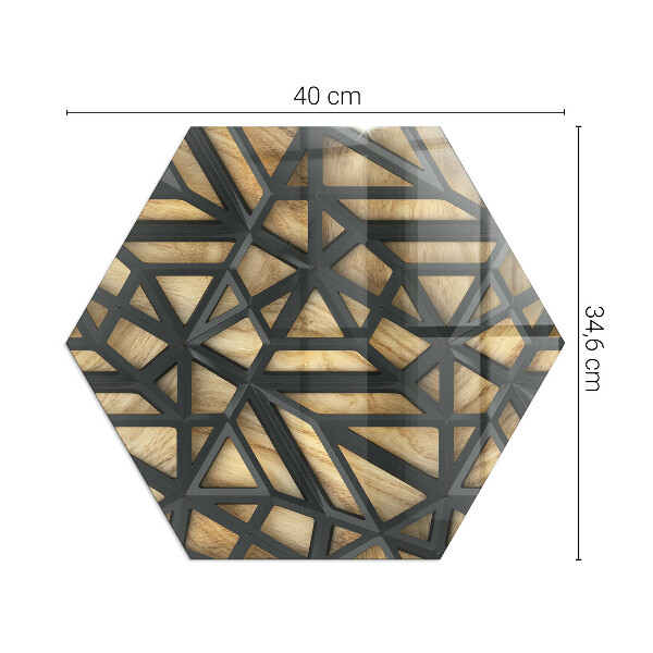 Hexagonală placă de sticlă pentru șemineu Geometrie cu lemn