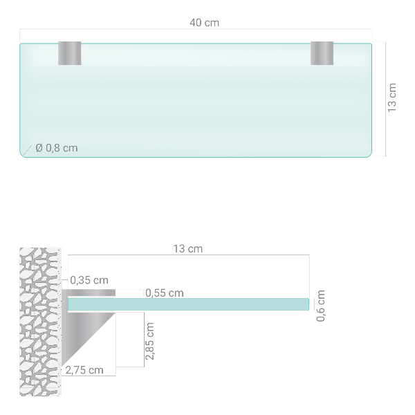 Raft de perete translucid cu dimensiunile 40x13 cm
