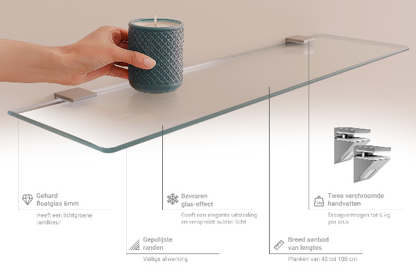 Raft de perete translucid cu dimensiunile 60x13 cm