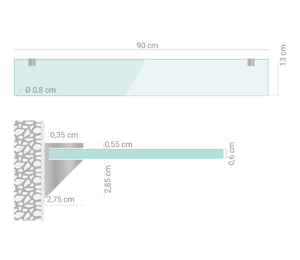 Raft pentru baie 90x13 cm
