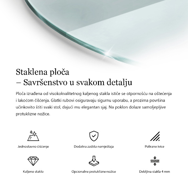 Blat sticlă rotund transparentă