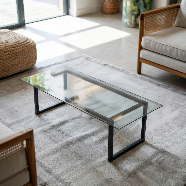 Blat de masă dreptunghiular transparent