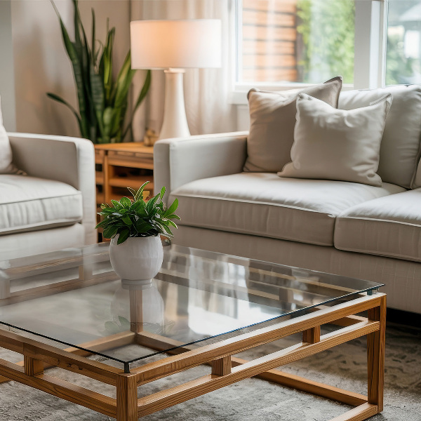 Blat de masă dreptunghiular transparent