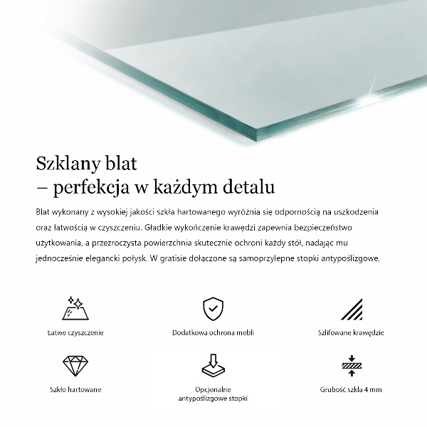 Blat de masă dreptunghiular transparent