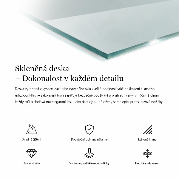 Blat de masă dreptunghiular transparent