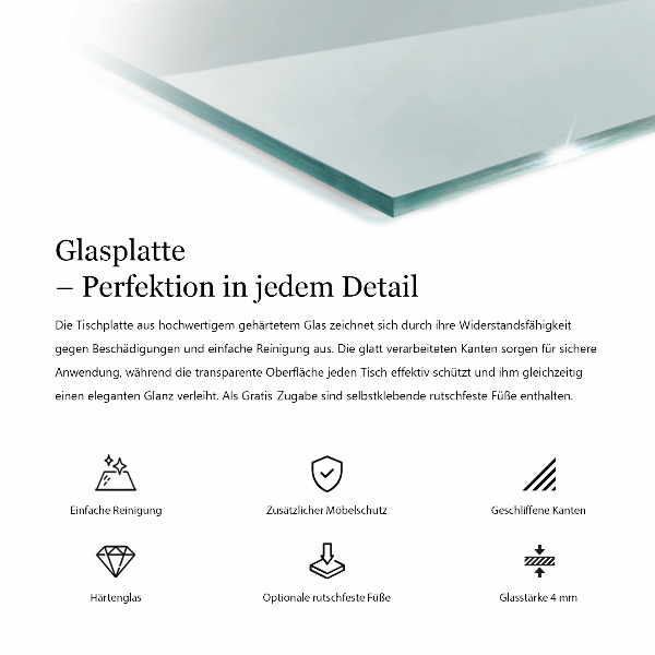 Blat de masă dreptunghiular transparent