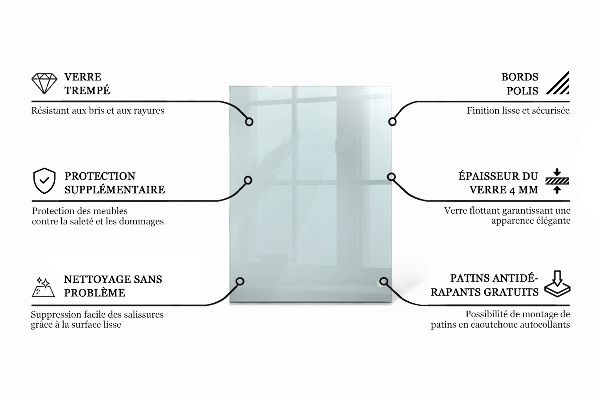 Blat de masă dreptunghiular transparent