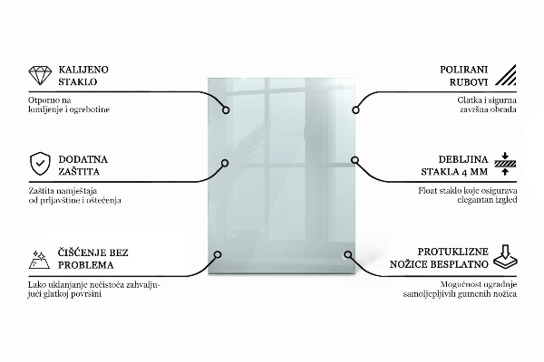 Blat de masă dreptunghiular transparent