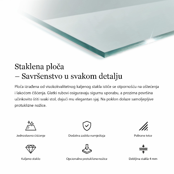 Blat de masă dreptunghiular transparent