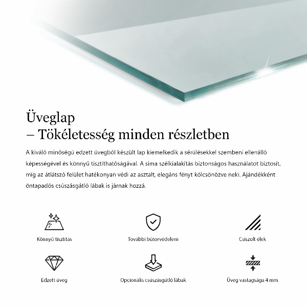 Blat de masă dreptunghiular transparent